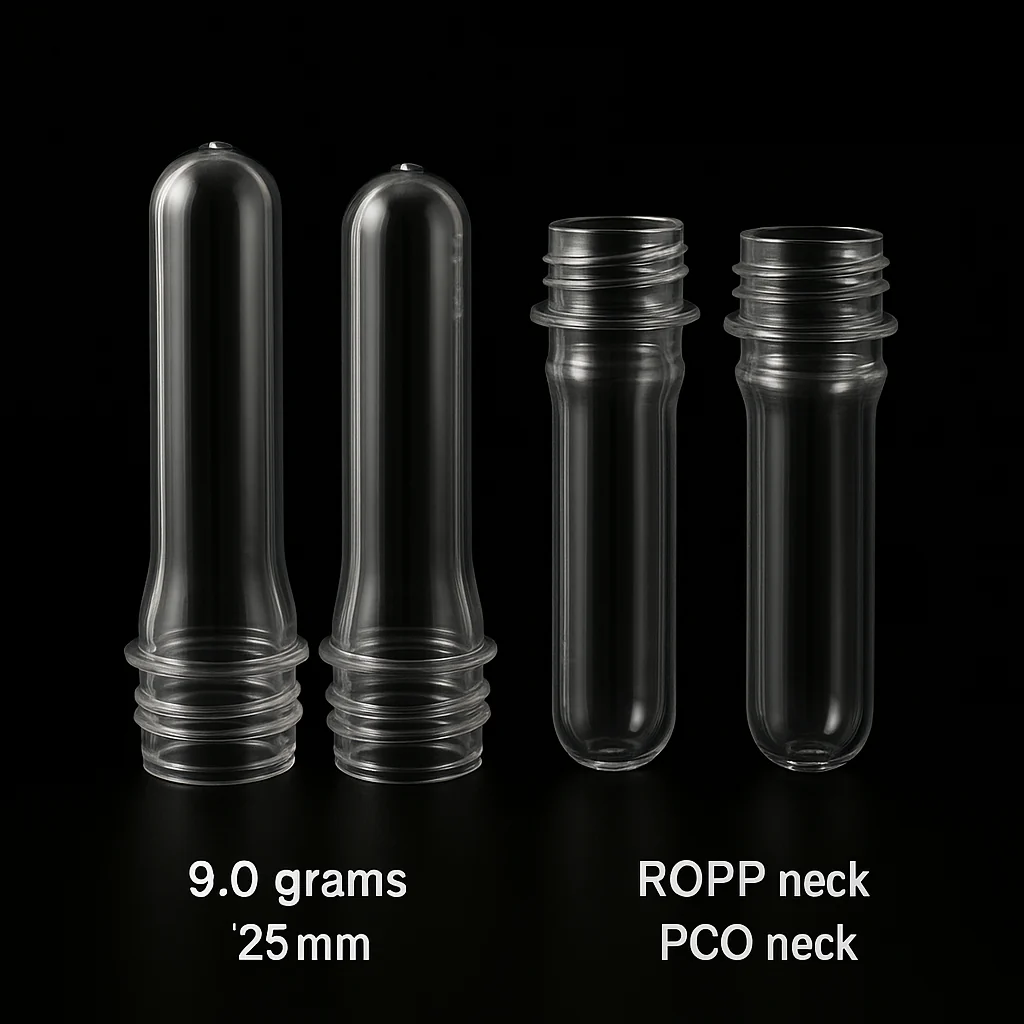 PET Preforms 9.0 grams (25mm, ROPP Neck and PCO neck)